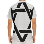 White And Black Star of David Print Men's Deep V-Neck Shirt