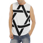 White And Black Star of David Print Men's Fitness Tank Top