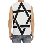 White And Black Star of David Print Men's Fitness Tank Top