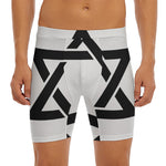 White And Black Star of David Print Men's Long Boxer Briefs