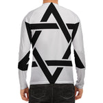 White And Black Star of David Print Men's Long Sleeve Rash Guard