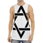 White And Black Star of David Print Men's Muscle Tank Top
