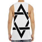 White And Black Star of David Print Men's Muscle Tank Top