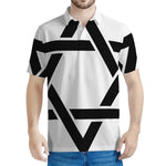 White And Black Star of David Print Men's Polo Shirt