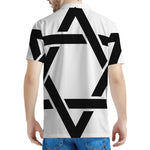 White And Black Star of David Print Men's Polo Shirt