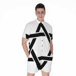 White And Black Star of David Print Men's Rompers