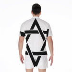 White And Black Star of David Print Men's Rompers