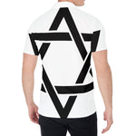White And Black Star of David Print Men's Shirt