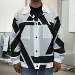 White And Black Star of David Print Men's Shirt Jacket