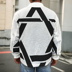 White And Black Star of David Print Men's Shirt Jacket