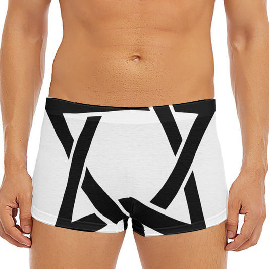 White And Black Star of David Print Men's Short Boxer Briefs