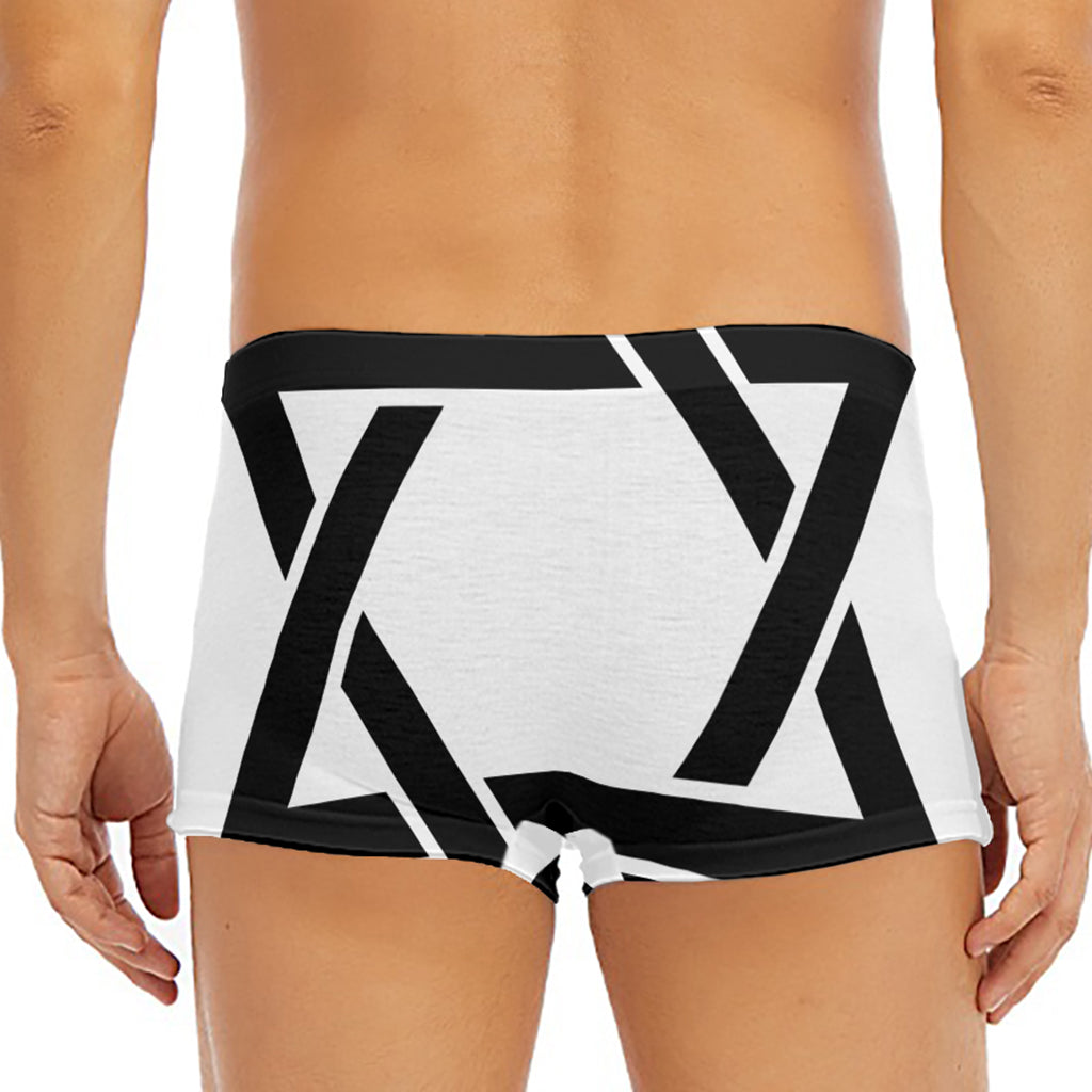 White And Black Star of David Print Men's Short Boxer Briefs