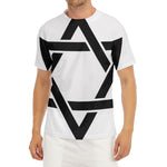 White And Black Star of David Print Men's Short Sleeve Rash Guard