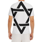 White And Black Star of David Print Men's Short Sleeve Rash Guard