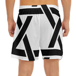 White And Black Star of David Print Men's Split Running Shorts