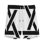 White And Black Star of David Print Men's Sports Shorts