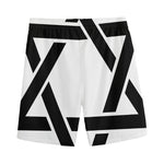 White And Black Star of David Print Men's Sports Shorts