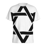 White And Black Star of David Print Men's Sports T-Shirt