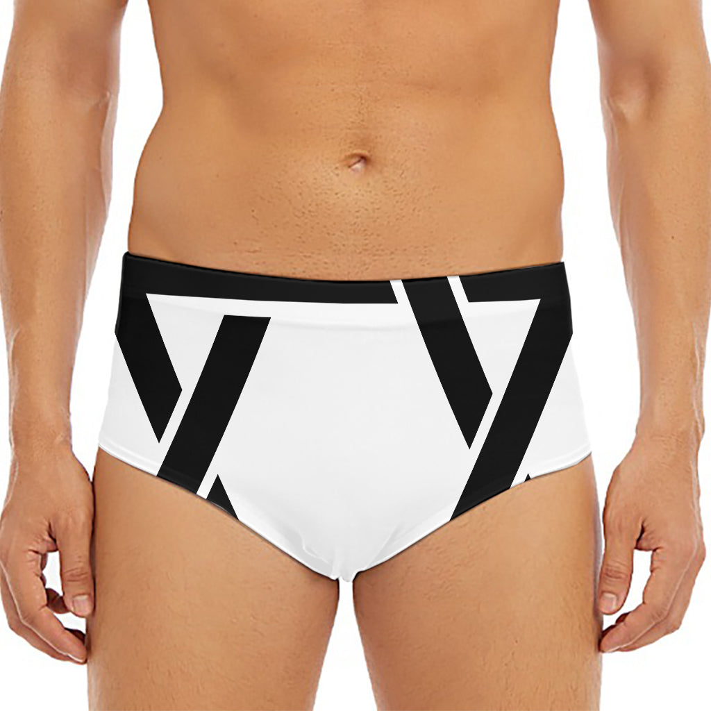 White And Black Star of David Print Men's Triangle Swim Briefs