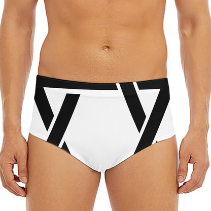 White And Black Star of David Print Men's Triangle Swim Briefs