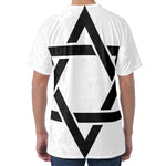 White And Black Star of David Print Men's Velvet T-Shirt