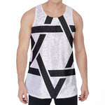 White And Black Star of David Print Men's Velvet Tank Top