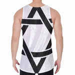 White And Black Star of David Print Men's Velvet Tank Top