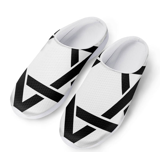 White And Black Star of David Print Mesh Casual Shoes
