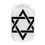 White And Black Star of David Print Mesh Laundry Hamper
