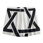 White And Black Star of David Print Mesh Shorts