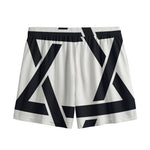 White And Black Star of David Print Mesh Shorts