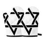 White And Black Star of David Print Oven Mitts