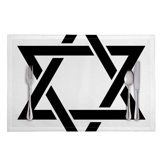 White And Black Star of David Print Placemat