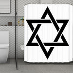 White And Black Star of David Print Polyester Shower Curtain