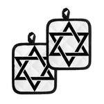 White And Black Star of David Print Pot Holders