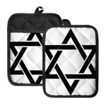 White And Black Star of David Print Pot Holders With Pocket