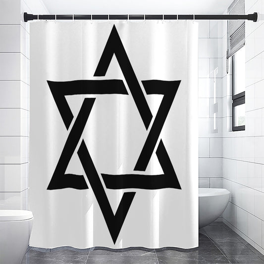 White And Black Star of David Print Premium Shower Curtain