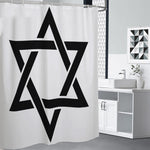 White And Black Star of David Print Premium Shower Curtain