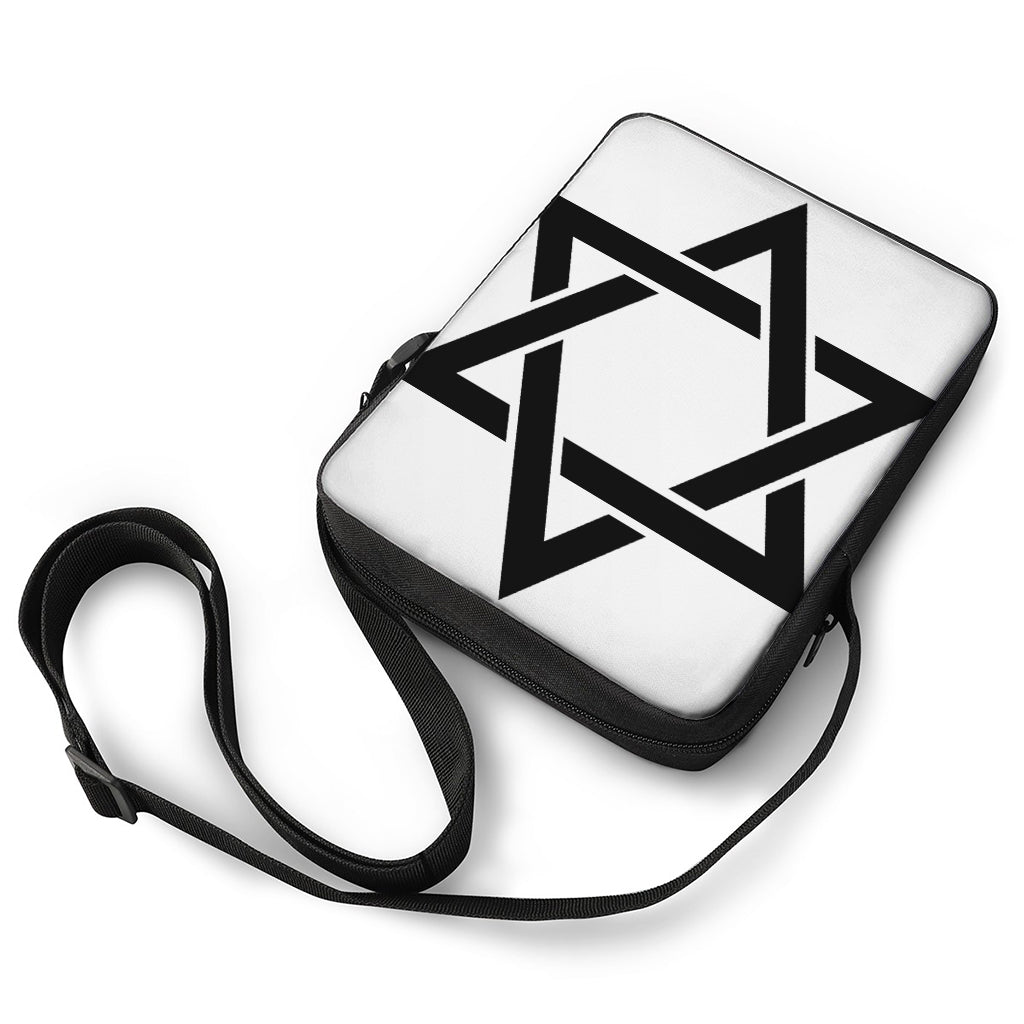 White And Black Star of David Print Rectangular Crossbody Bag