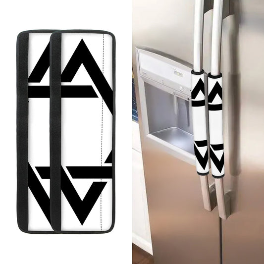 White And Black Star of David Print Refrigerator Handle Covers