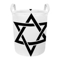 White And Black Star of David Print Round Laundry Basket