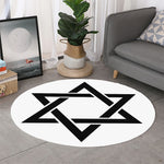 White And Black Star of David Print Round Rug