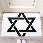 White And Black Star of David Print Rubber Doormat