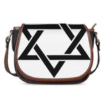 White And Black Star of David Print Saddle Bag