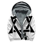 White And Black Star of David Print Sherpa Lined Zip Up Hoodie