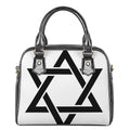 White And Black Star of David Print Shoulder Handbag