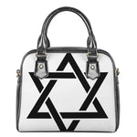 White And Black Star of David Print Shoulder Handbag