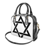 White And Black Star of David Print Shoulder Handbag