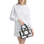White And Black Star of David Print Shoulder Handbag