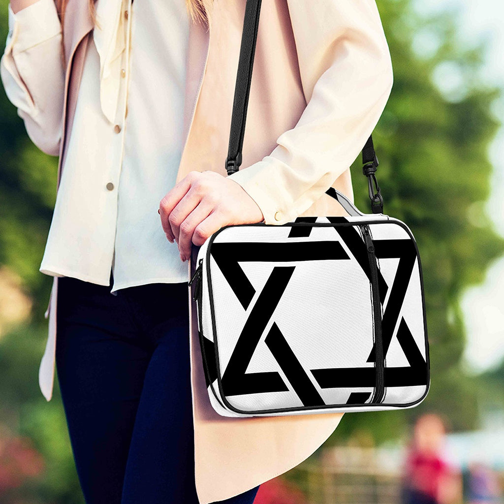 White And Black Star of David Print Shoulder Strap Bible Bag